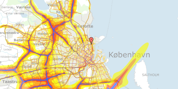 Trafikstøjkort på Bogensegade 3, 1. th, 2100 København Ø