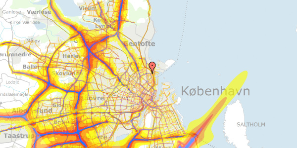 Trafikstøjkort på Bogensegade 7, st. th, 2100 København Ø