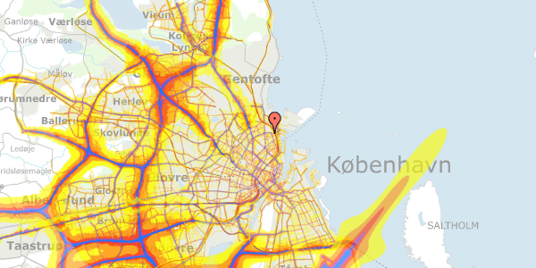 Trafikstøjkort på Bogensegade 7, 1. th, 2100 København Ø