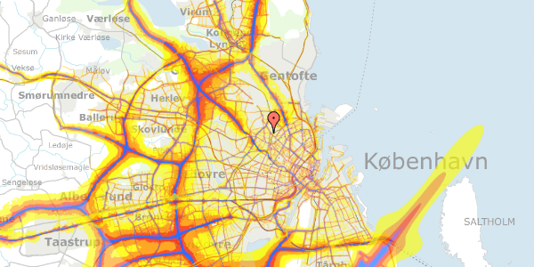 Trafikstøjkort på Bogtrykkervej 9, 3. th, 2400 København NV