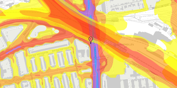 Trafikstøjkort på Sibeliusgade 1, 3. tv, 2100 København Ø