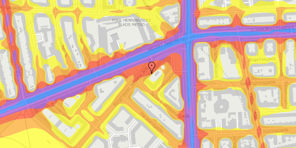 Trafikstøjkort på Borgmester Jensens Allé 5, 4. th, 2100 København Ø