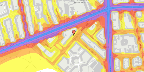 Trafikstøjkort på Borgmester Jensens Allé 8, 2. tv, 2100 København Ø