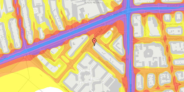 Trafikstøjkort på Borgmester Jensens Allé 9, 1. th, 2100 København Ø