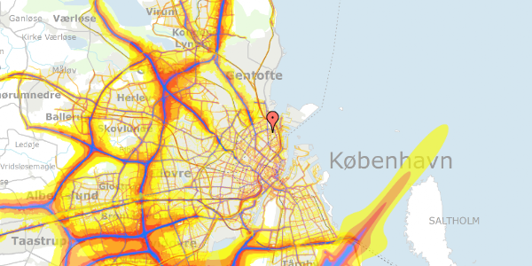 Trafikstøjkort på Borgmester Jensens Allé 23C, 4. tv, 2100 København Ø