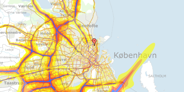 Trafikstøjkort på Borgmester Jensens Allé 25C, 2. 1, 2100 København Ø