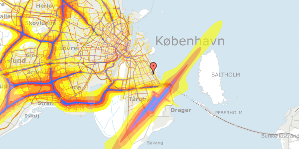 Trafikstøjkort på Borneovej 23A, 2300 København S