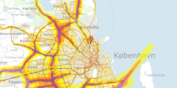 Trafikstøjkort på Borthigsgade 6, 2. th, 2100 København Ø