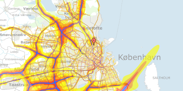 Trafikstøjkort på Borthigsgade 12, 1. th, 2100 København Ø