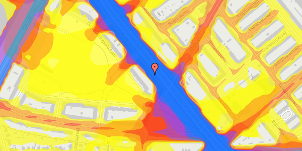 Trafikstøjkort på Borups Allé 207, 1. th, 2400 København NV