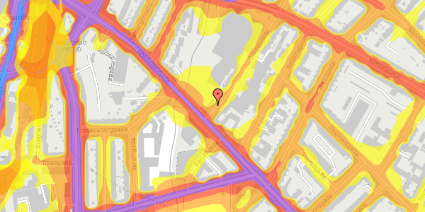 Trafikstøjkort på Bragesgade 1, 2. th, 2200 København N