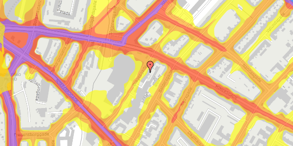 Trafikstøjkort på Bragesgade 14, 1. th, 2200 København N