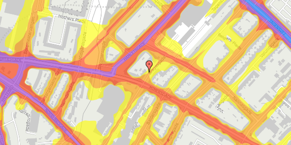 Trafikstøjkort på Bragesgade 33, 5. th, 2200 København N