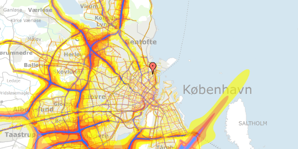 Trafikstøjkort på Brammingegade 3, kl. , 2100 København Ø