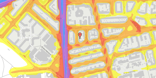 Trafikstøjkort på Brammingegade 4, 2. th, 2100 København Ø