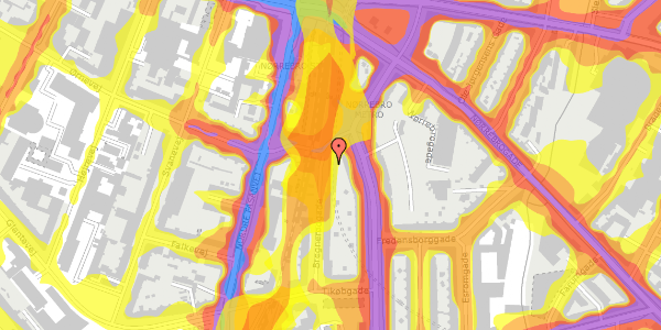 Trafikstøjkort på Bregnerødgade 1B, 2. th, 2200 København N