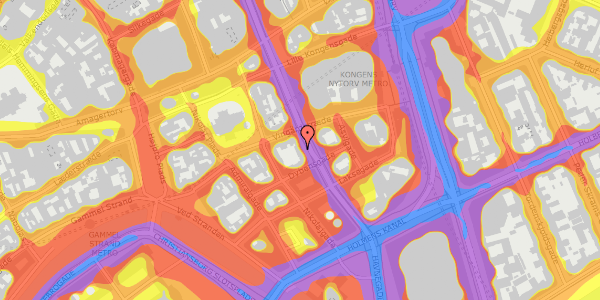 Trafikstøjkort på Bremerholm 26, 3. th, 1069 København K