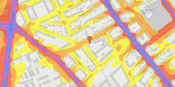 Trafikstøjkort på Brigadevej 11, 3. tv, 2300 København S