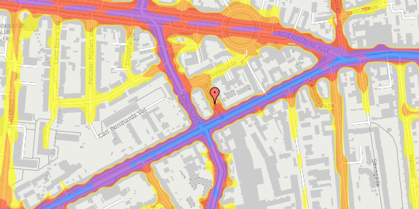 Trafikstøjkort på Brorsonsgade 3, kl. tv, 1624 København V