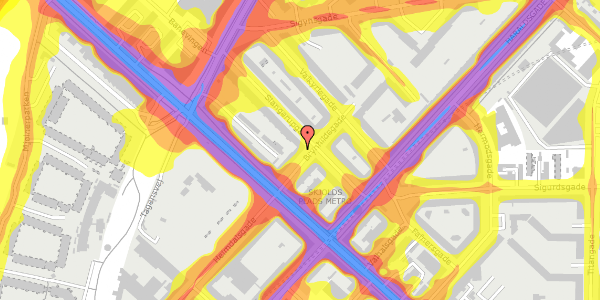 Trafikstøjkort på Brynhildegade 7, 2. th, 2200 København N