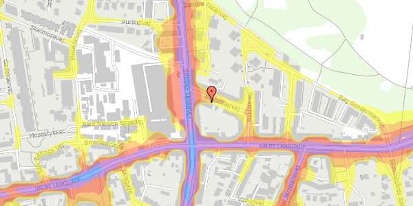 Trafikstøjkort på Brøndkærvej 2, 2. th, 2500 Valby