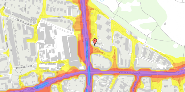 Trafikstøjkort på Brøndkærvej 3, 4. th, 2500 Valby