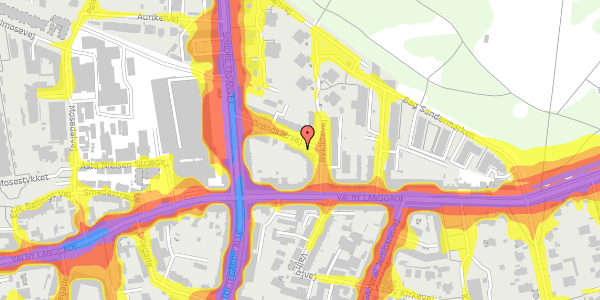 Trafikstøjkort på Brøndkærvej 10, 4. th, 2500 Valby