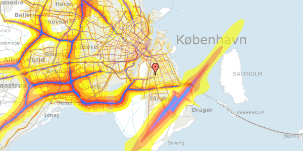 Trafikstøjkort på Byagervej 12, 2300 København S