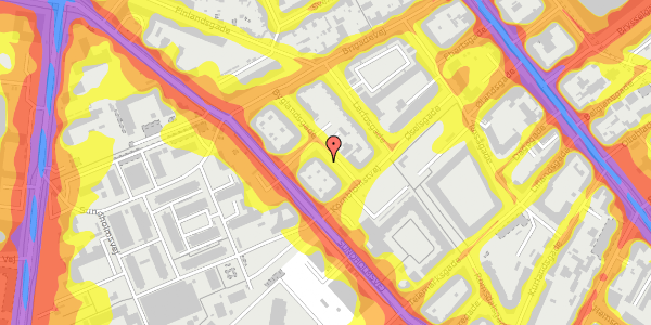 Trafikstøjkort på Byglandsgade 12, 3. tv, 2300 København S