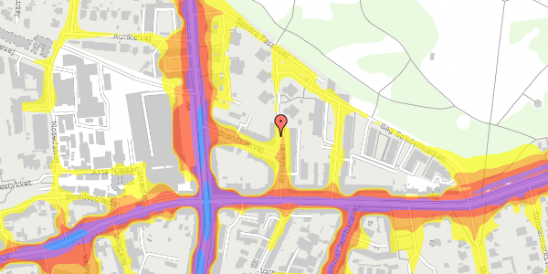 Trafikstøjkort på Bykildevej 7, st. th, 2500 Valby