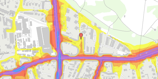 Trafikstøjkort på Bykildevej 7, 1. th, 2500 Valby