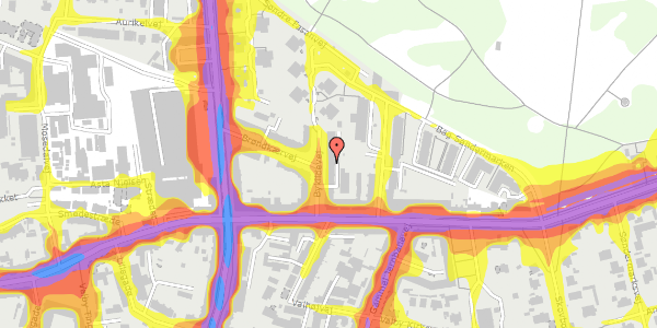 Trafikstøjkort på Bykildevej 8, kl. , 2500 Valby