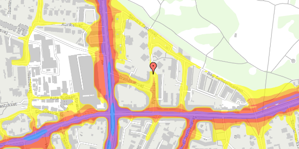 Trafikstøjkort på Bykildevej 9, 1. th, 2500 Valby