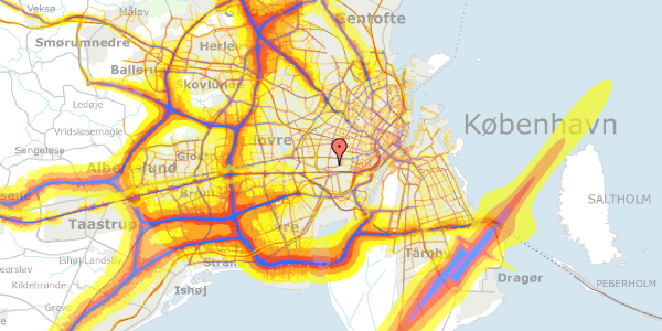 Trafikstøjkort på Bykildevej 10, kl. , 2500 Valby