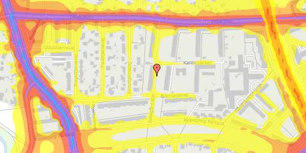 Trafikstøjkort på Bøllegård Allé 11, 2. th, 2400 København NV