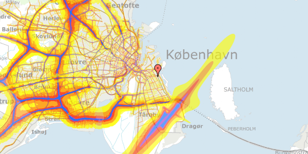 Trafikstøjkort på Caprivej 4, 3. th, 2300 København S