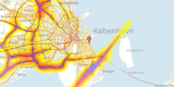 Trafikstøjkort på Caprivej 10, 1. th, 2300 København S