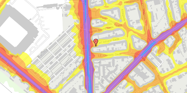 Trafikstøjkort på Carl Johans Gade 2, 5. 6, 2100 København Ø