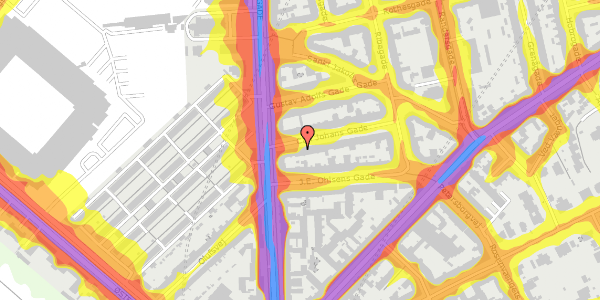 Trafikstøjkort på Carl Johans Gade 4, 1. tv, 2100 København Ø