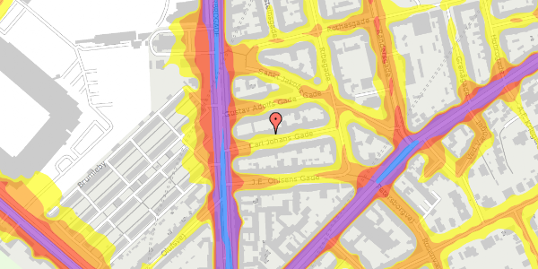 Trafikstøjkort på Carl Johans Gade 5, st. tv, 2100 København Ø