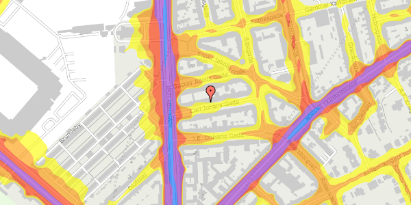 Trafikstøjkort på Carl Johans Gade 5, 1. tv, 2100 København Ø