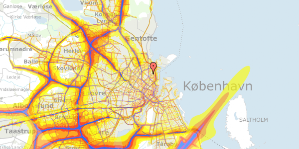 Trafikstøjkort på Carl Johans Gade 6, st. tv, 2100 København Ø