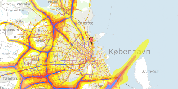 Trafikstøjkort på Carl Johans Gade 7, 2. th, 2100 København Ø