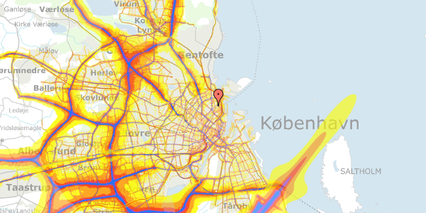 Trafikstøjkort på Carl Johans Gade 10, 3. tv, 2100 København Ø