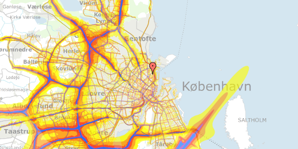 Trafikstøjkort på Carl Johans Gade 11, 1. tv, 2100 København Ø