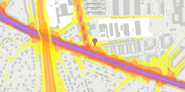 Trafikstøjkort på Carl Th. Dreyers Vej 2, 2500 Valby