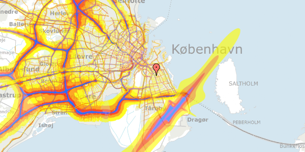 Trafikstøjkort på Christian II's Allé 18, 2300 København S