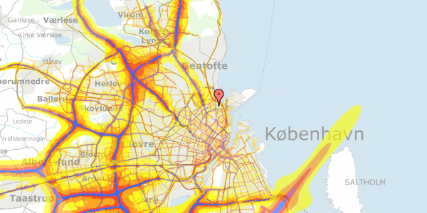 Trafikstøjkort på Christiansmindevej 22, 1. th, 2100 København Ø