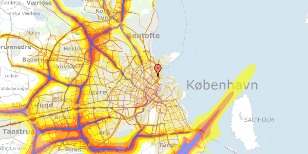 Trafikstøjkort på Classensgade 17A, 1. th, 2100 København Ø