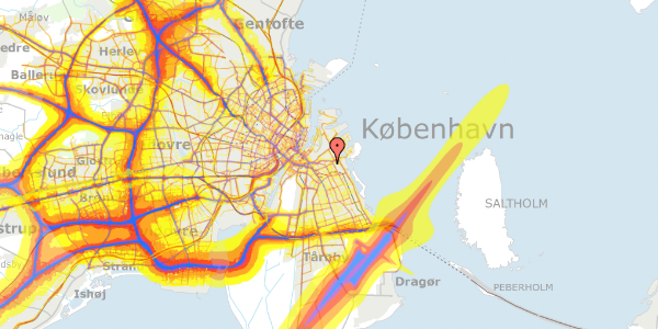 Trafikstøjkort på Cumberlandsgade 10, 2. th, 2300 København S